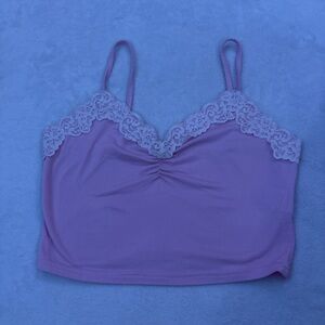 Lace Trim Pink Crop Top